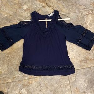 Heartloom women’s navy cold shoulder blouse